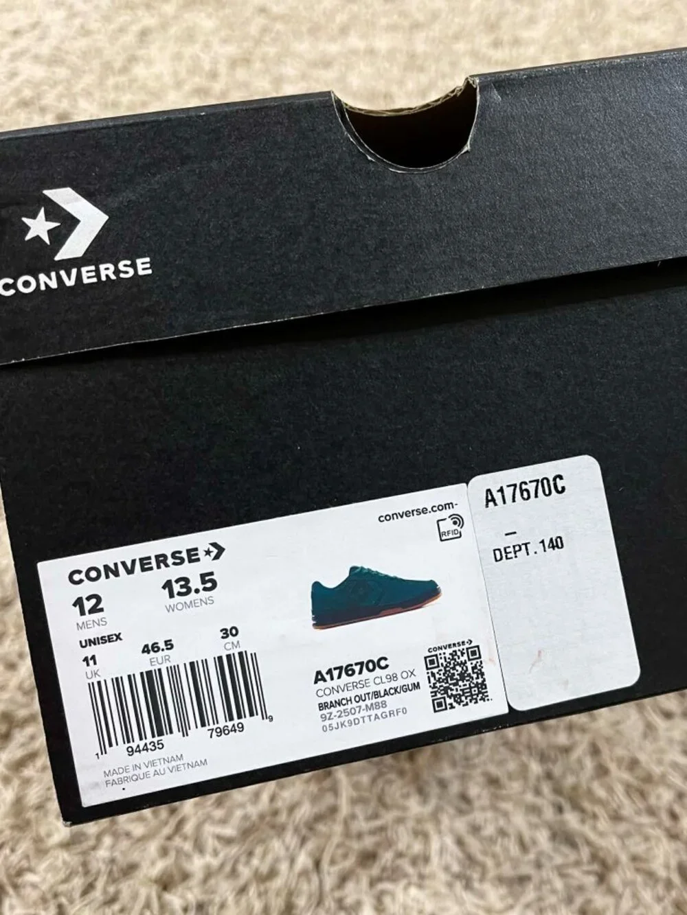 Converse Men's CL98 Suede Low Top Sneakers Shoes Green, Size 12 (New)